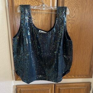 NWT Elegance Black Sequin Boxy Tank Top